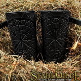 A Pair Leather Bracers Vegvisir Futhark   with Scale design 